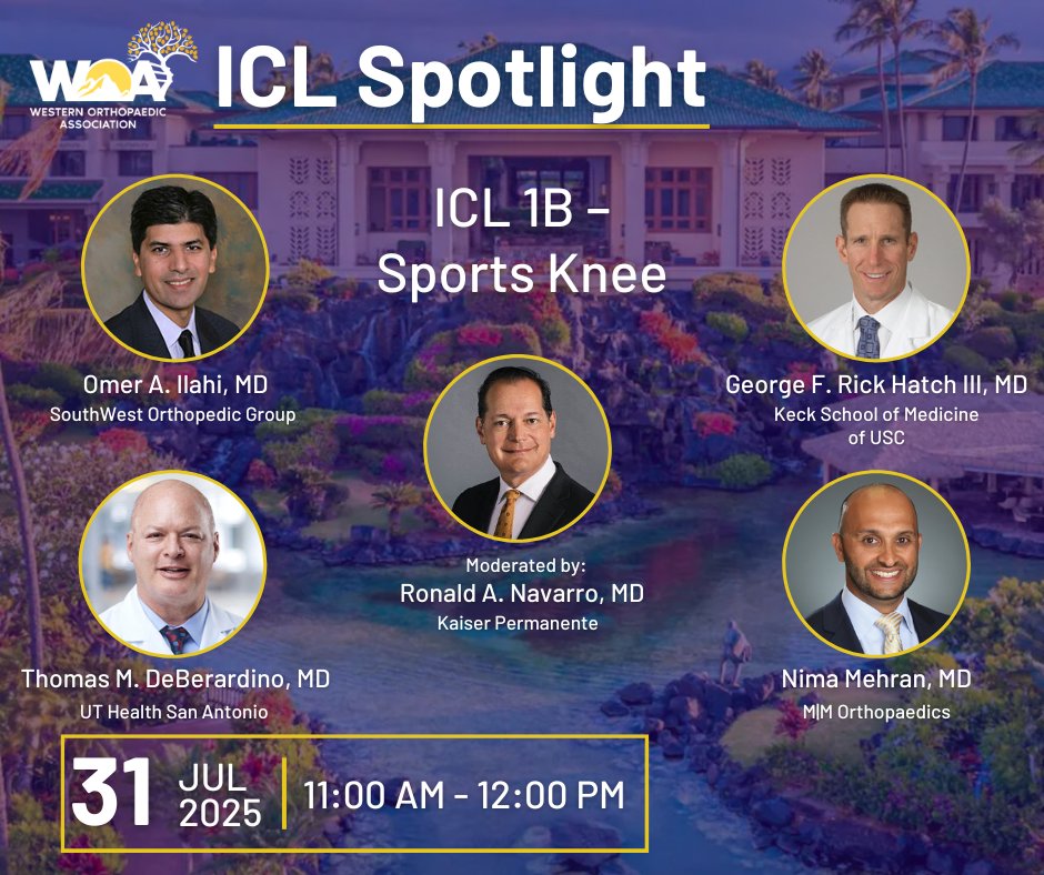 From meniscal root repair to multi-ligament recon and the latest in knee DJD classification — this session delivers expert strategies and cutting-edge techniques.

Join us for a powerhouse lineup of knee-focused insights.

📅 Don’t miss it: bit.ly/4gu2LoH.

<a href="/DrOmerIlahi/">Omer Ilahi, MD</a>