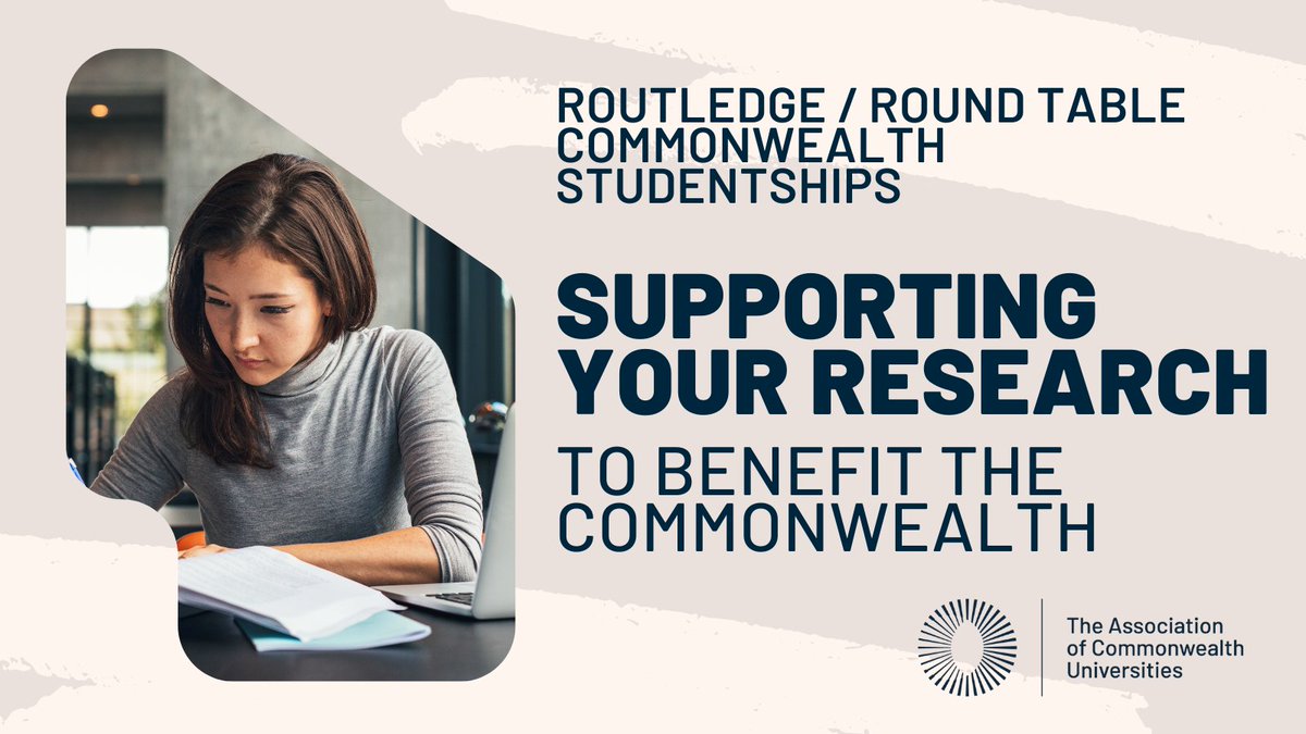 📣 Apply now for the Routledge/Round Table Commonwealth Studentships!

The studentships support projects on a Commonwealth-related theme, with the chance to publish and develop a podcast about the research.

#ACUMembers can apply by 31 July 2025: bit.ly/43l0pmq