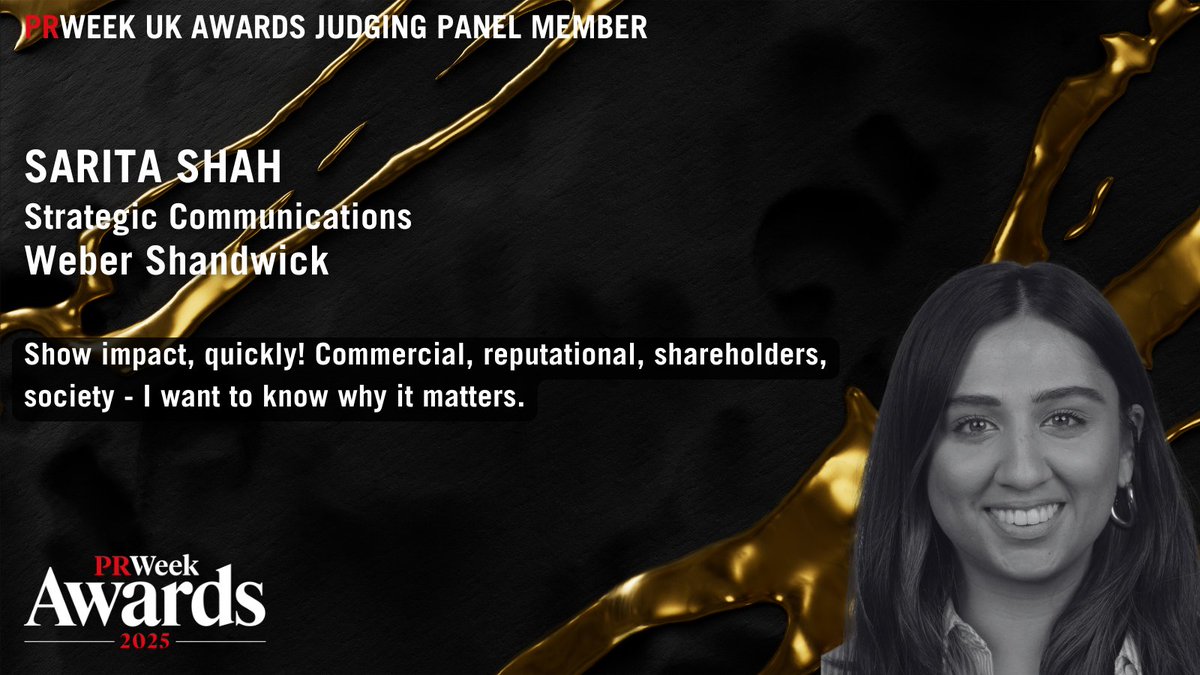 PRWeekAwards's tweet image. It is Top Tip Tuesday!
On our socials every Tuesday we share our judges professional insights into what makes a winning submission.
Today we hear from DK Cheung, Michael White, Sarita Shah and George Leney.
The entry deadline is in 9 days, so be quick ➡️shorturl.at/wgZ7i