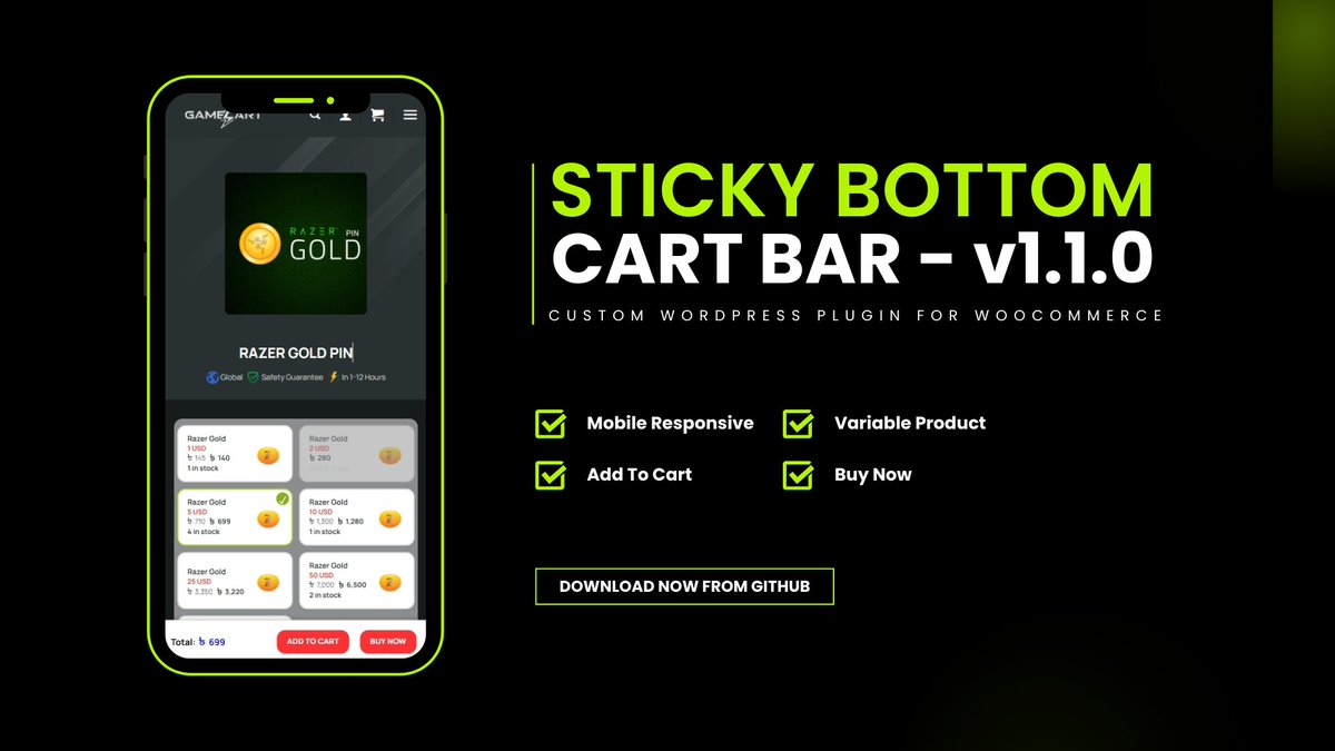 alamin_karno's tweet image. Want to increase your WooCommerce sales? 🔥
My free plugin keeps the “Add to Cart” &amp;amp; “Buy Now” buttons always visible — now with full variable product support.
Install now 👇
 github.com/alamin-karno/s…

#WordPress #eCommercePlugin #UX