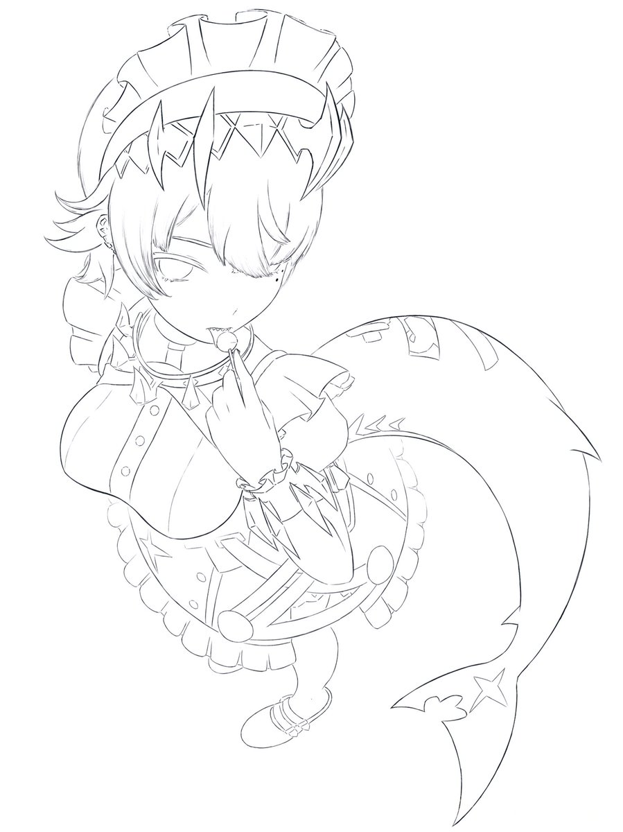 連日夜なべして描いたエレンちゃんの線画見て！！ #エレン・ジョー #ZZZ