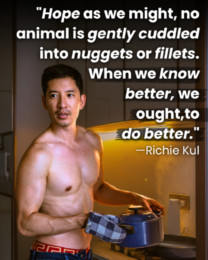 teamveganfta's tweet photo. It’s time to do away with the excuses. Actor, model and vegan activist Richie Kul understands that there’s no kind way to kill. Together, let’s chart a path to a kinder future for all living beings! 🙏💚

👉 Get Free Help Going Vegan: https://t.co/QbgrufD1df 🌱

📸: richiekul (IG)

#RichieKul #vegan #veganfortheanimals #govegan #quote