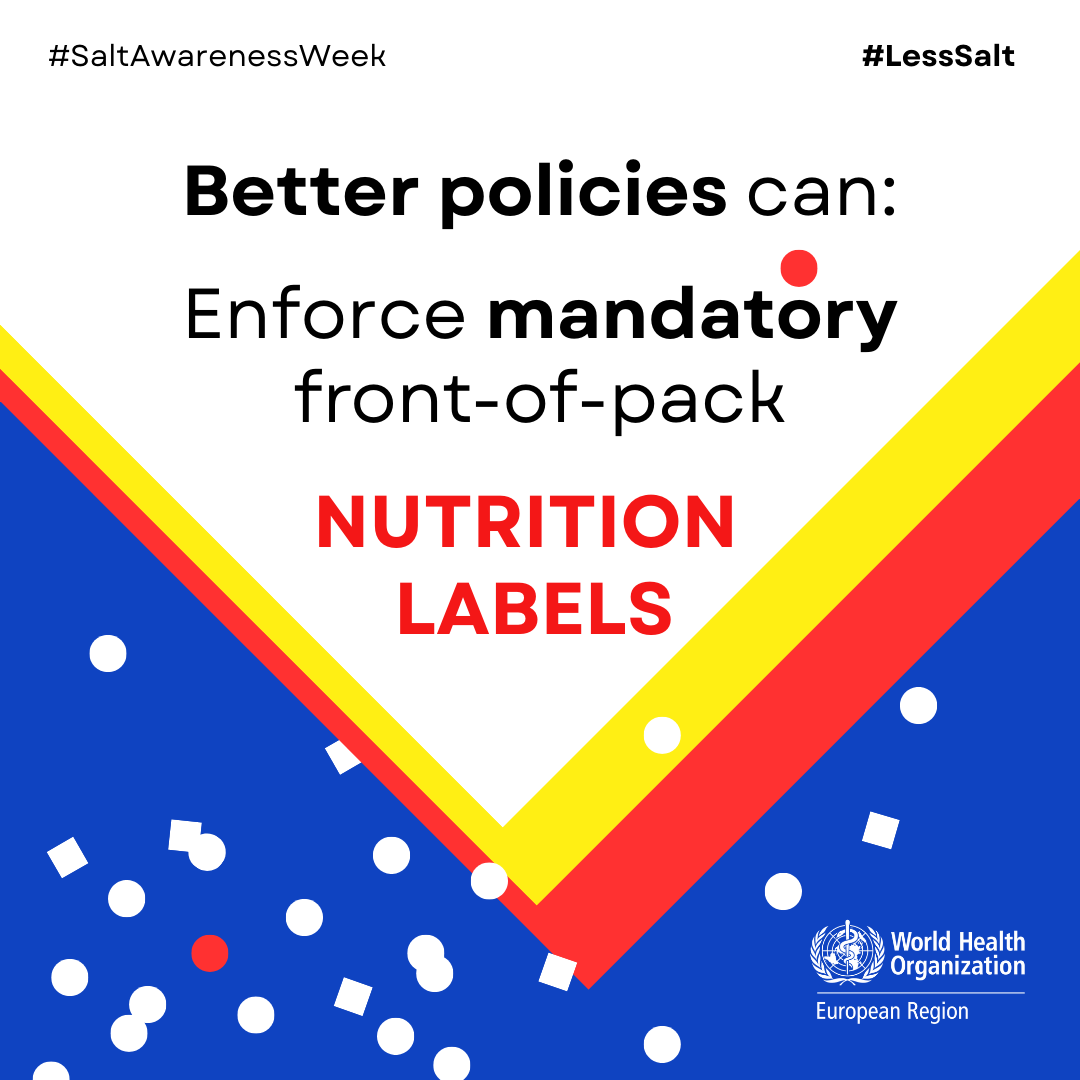WHO_Europe's tweet image. Effective interventions, like food reformulation, public food procurement policies, and front-of-pack labels can reduce #salt consumption and related deaths from #cardiovascular diseases. 

Learn more: bit.ly/4jcgMYl
 
#SaltAwarenessWeek