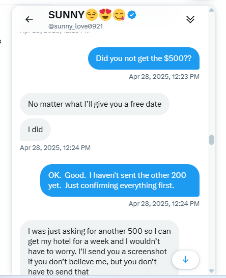 LukeSenna's tweet photo. @sunny_love0921 You weren't borrowing money.  You made me belive there was a date involved.  See below. https://t.co/7rpPLBpouR