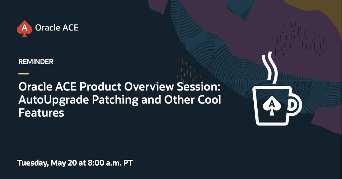 oracleace's tweet image. ♠️ Reminder for all ACEs ♠️
Our next Oracle ACE Product Overview session is scheduled for May 20, 8:00 am PT!
Looking forward to seeing you soon!
#OracleACEs