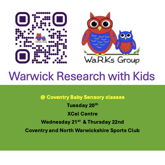 WaRKs_Group's tweet photo. Hello parents! Next week WaRKs will be attending Coventry Baby Sensory classes at the XCel Centre on Tue 20th and at Coventry and North Warwickshire Sports Club on Wed 21st and Thu 22nd!  @coventrybabysensory https://t.co/K8rTVIv7Nj