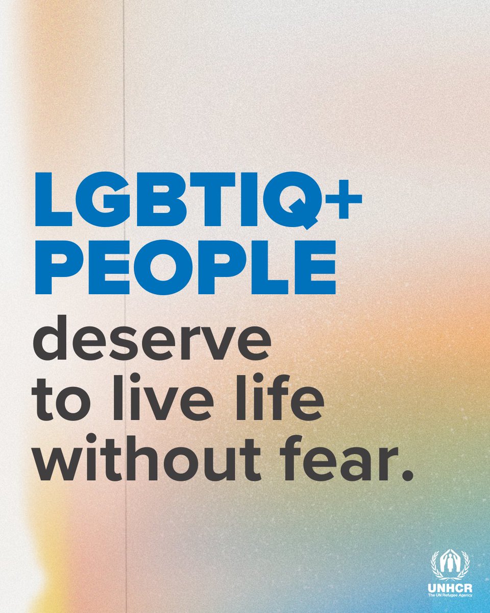 Refugees's tweet photo. When people are forced to flee, they must be protected.

Ahead of #IDAHOBIT, unite against hate, because LGBTIQ+ people deserve to live without fear. https://t.co/bc111JWzBV