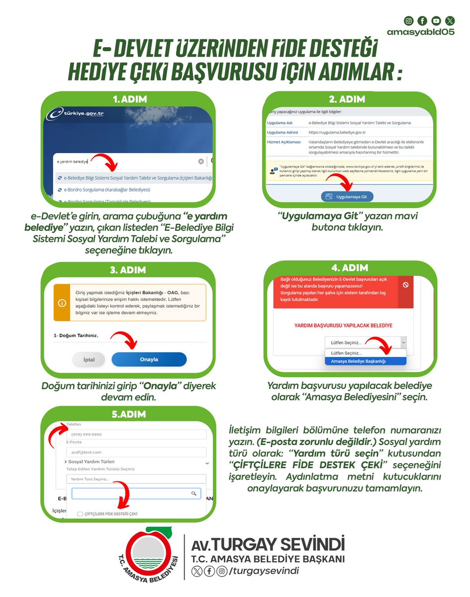 Amasya’mızda Çiftçilere Fide Desteği Çeki 🌱

Toprağını emekle yoğuran, alın teriyle hayata can veren çiftçimizin yanındayız.
Zirai dondan etkilenen üreticilerimize nefes olacak fide desteğimizle, umudu birlikte yeşertiyoruz.

Başvuru Tarihleri:
🗓️16 Mayıs - 20 Mayıs 2025

➡️📄📲