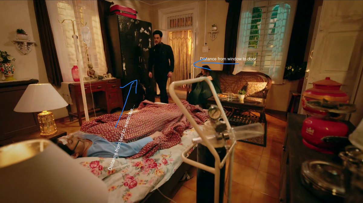 kirtida81's tweet photo. Ok this has been bugging me since yesterday’s episode. The distance Gagan had to walk from the window to the door is shorter than the distance ARS had to walk from the bed + she had to get into the wardrobe before he entered the room! 🤔🤫#TooManyQuestions #ITVPlotHoles #Mannat https://t.co/uifJx0eQYR