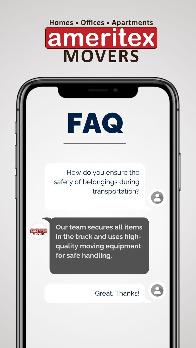 AmeritexMovers's tweet image. 🔒 Your Belongings, Our Priority!

We take extra care to ensure the safety of your items by securing everything in the truck and using high-quality moving equipment for safe handling. 

Trust Ameritex Movers to protect what matters most! 💛

#AmeritexMovers #FAQTime
