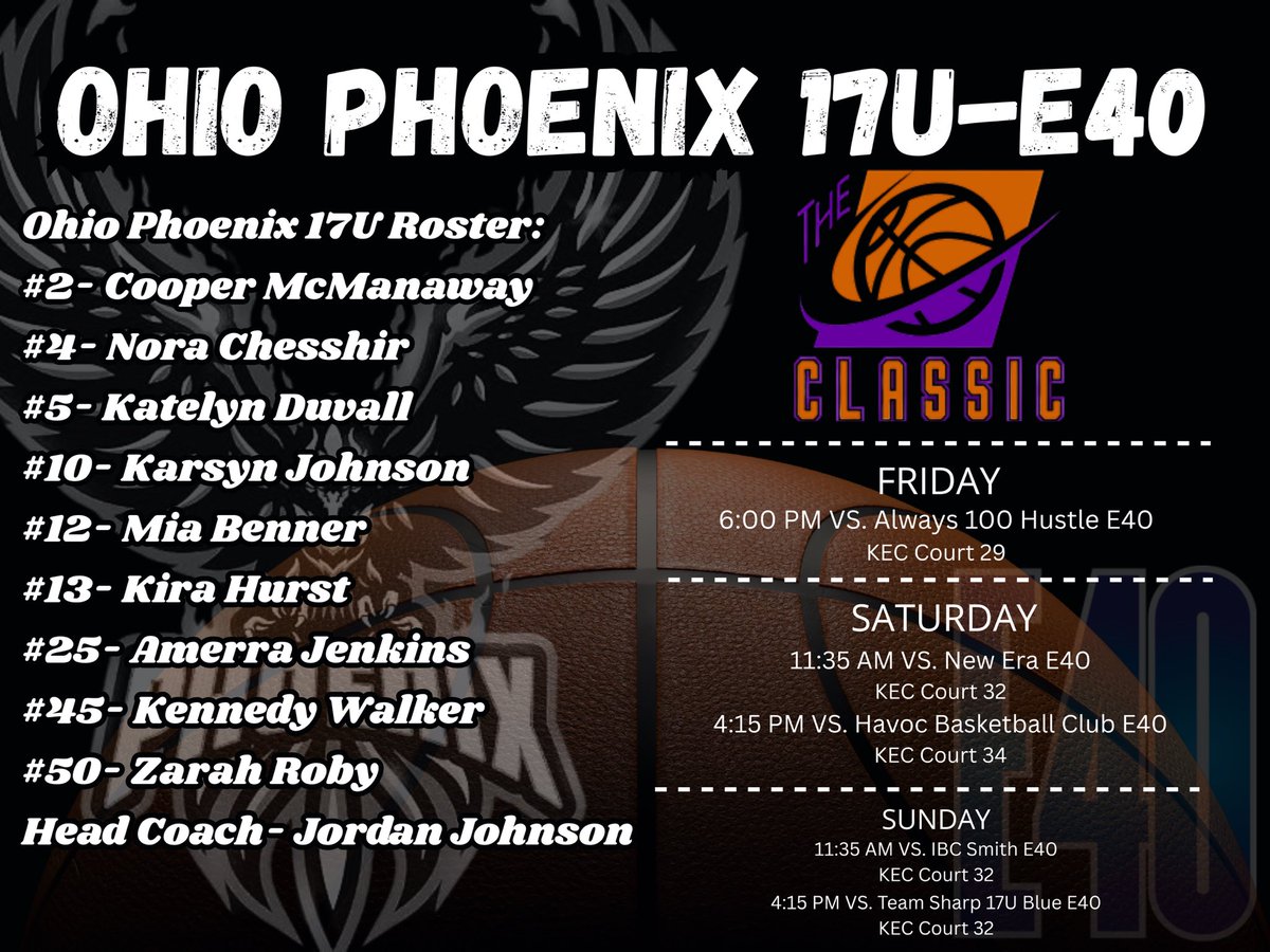 Mid-Ohio Phoenix/Ohio Phoenix AAU (@phoenixbballaau) on Twitter photo Ohio Phoenix Will Be At The Classic Down In Louisville. College Coaches Tap In & Watch Some Talented Players. Every Player Is A Program Changer!!!
<a href="/CoachAmyEagan/">Amy Eagan</a> <a href="/EarlhamWBB/">Earlham WBB</a> <a href="/eb_ericb/">Eric Benedick | MS, MA</a> <a href="/_CoachMichi/">Demetria Frank, M.S</a> <a href="/FordhamWBB/">Fordham Women's Basketball</a> <a href="/StagsWBball/">Fairfield Women’s Basketball</a> <a href="/Coach_Lenise/">Lenise Stallings Frazier</a> <a href="/coachkm_pop/">Kate Popovec-Goss</a> <a href="/GW_WBB/">GW Women's Basketball</a> <a href="/GoKnightsWBB/">KCU Women’s Basketball</a> Ohio Phoenix Will Be At The Classic Down In Louisville. College Coaches Tap In & Watch Some Talented Players. Every Player Is A Program Changer!!!
<a href="/CoachAmyEagan/">Amy Eagan</a> <a href="/EarlhamWBB/">Earlham WBB</a> <a href="/eb_ericb/">Eric Benedick | MS, MA</a> <a href="/_CoachMichi/">Demetria Frank, M.S</a> <a href="/FordhamWBB/">Fordham Women's Basketball</a> <a href="/StagsWBball/">Fairfield Women’s Basketball</a> <a href="/Coach_Lenise/">Lenise Stallings Frazier</a> <a href="/coachkm_pop/">Kate Popovec-Goss</a> <a href="/GW_WBB/">GW Women's Basketball</a> <a href="/GoKnightsWBB/">KCU Women’s Basketball</a>