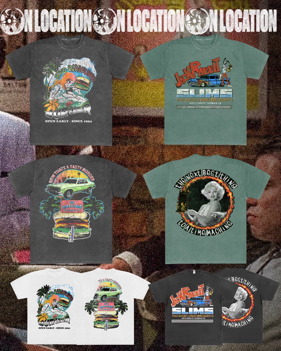 “That is a tasty burger” is what you’ll be saying as you leave the iconic Big Kahuna Burger. Open early and closed late. 

Travel back in time for Jack Rabbit Slim’s world famous twist competition. 

Available now until 5/18 at midnight 

OnLocationCloset.bigcartel.com