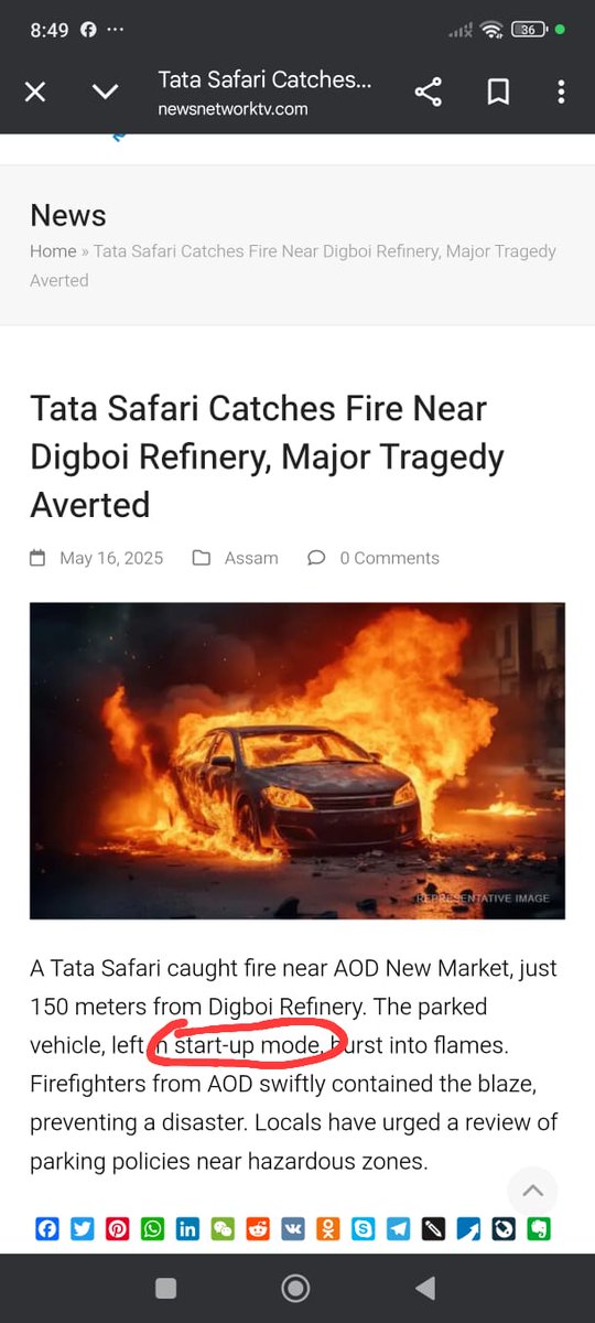 hemma5581's tweet photo. Hi,
*Kindly note-This two online news article site has posted wrong information on their website. Stating that car was in start-up mode,It's completely wrong news(without car Key car cannot be in start mode"Common sense")Car was in complete REST with IGNITION off. @SentinelAssam https://t.co/aSDramnGmV