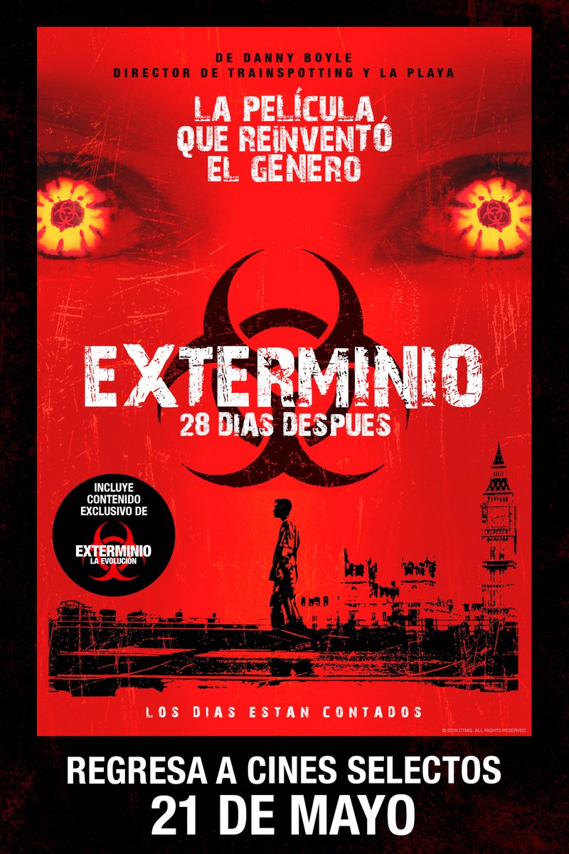 SonyPicturesMX's tweet photo. Revive el terror con la película que reinventó el género. 😱 #Exterminio regresa a cines este 21 de mayo.
 
*Consulta cines seleccionados. https://t.co/peM5VmmzqT