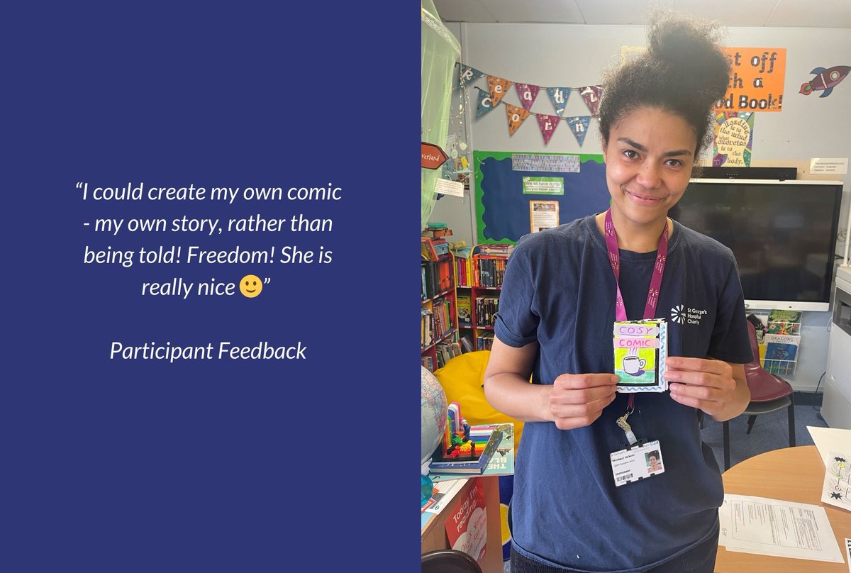 Since March 2024 Resident Artist Monique Jackson has been delivering creative sessions at St George’s &amp; Queen Mary’s Hospitals👏We would like to thank The Friends of Queen Mary's Hospital for their generous contribution to Monique’s work. 

 stgeorgeshospitalcharity.org.uk/news/art-in-ou…