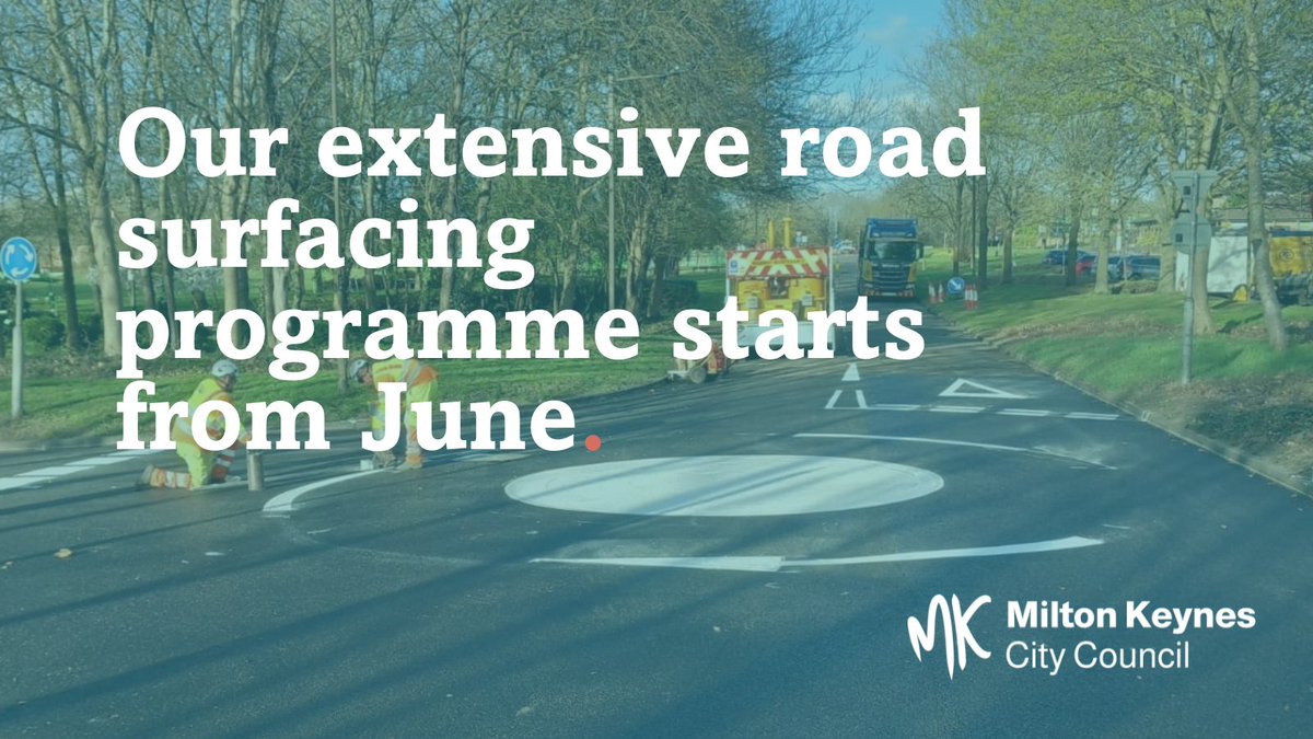 We're using micro asphalt and surface dressing treatments on 34 roads across the city. 
See the full list here: milton-keynes.gov.uk/news/2025/prog…
We'll also be doing some full resurfacing works over the summer on other MK roads.
<a href="/HeartMKNews/">HeartMKNews</a> <a href="/mkfm/">MKFM 106.3</a> <a href="/mk_citizen/">MK Citizen</a>