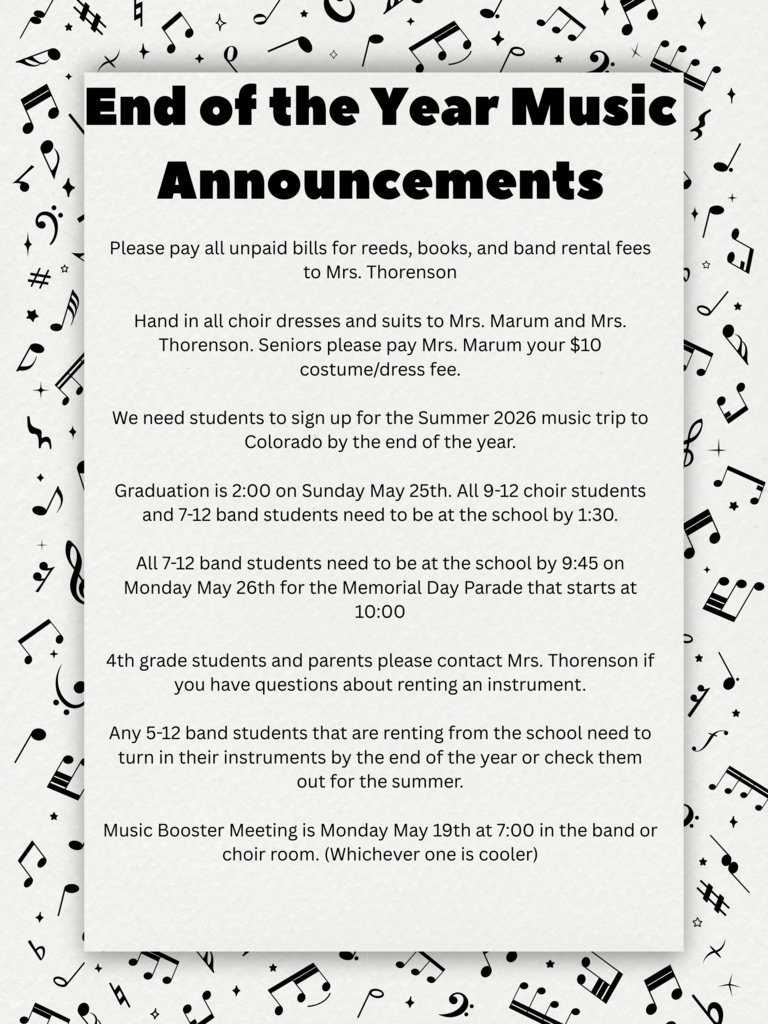 Please look at the attachment for some end of the year announcements from the Music Department