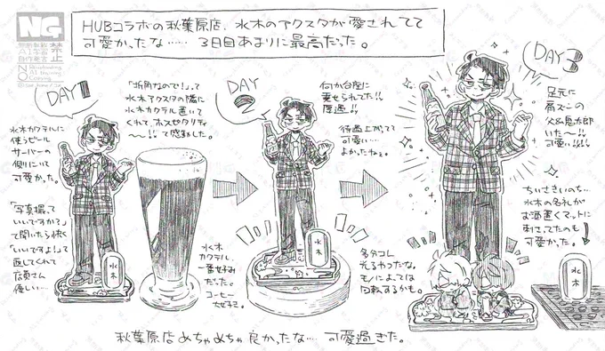 水+目岩+鬼猫落描き。
アキバのHUB、水がちいさきいのちを侍らせてて可愛かったから……
HUBコラボ、水アクスタが愛されてて最高でした。なんだあの可愛さ。
https://t.co/YZojSPiC6Z 