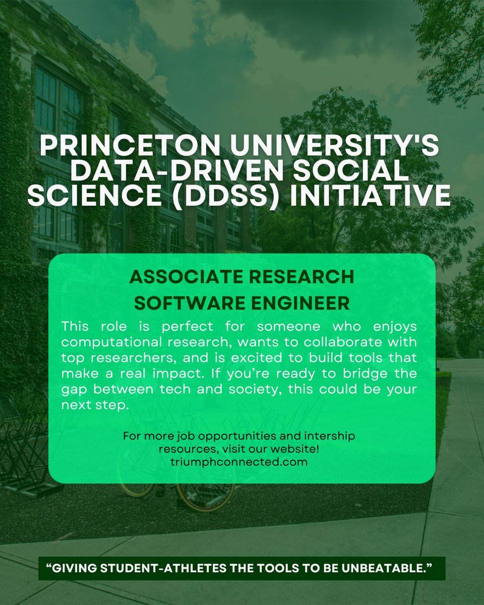 TriumphCnctd's tweet photo. Now live on our job board:

Research Software Engineer at Princeton

Marketing Project Manager at UCI Med School

Level up your skills and career. Explore more at https://t.co/LDxhJu94vz
#TriumphConnected#StudentAthleteCareers https://t.co/Dy0GzqxlTh