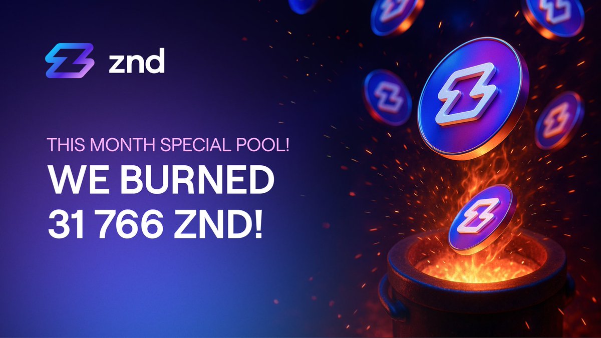 Another month, another burn! 🔥 This month's special pool has been distributed, and we've just wrapped up our monthly ZND burn and airdrop for our loyal community!

Total pool collected in April: 105,885.16 ZND tokens from penalties and trading fees!

Burned forever: 31,766 $ZND