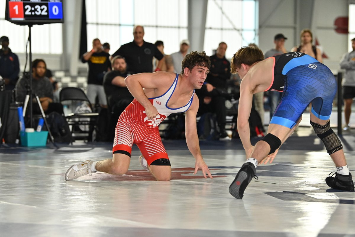 Top seed Jesse Mendez advances to the semifinals of the Senior World Team Trials in the 65kg freestyle competition with a 4-1 win over Marcus Blaze. #GoBucks