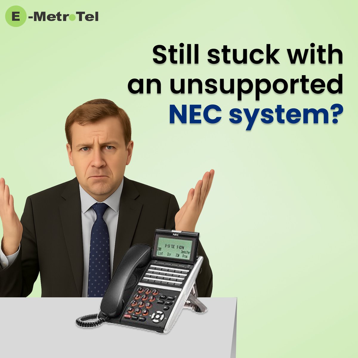 EMetrotel's tweet photo. Still using an outdated NEC phone system?
Upgrade it! E-MetroTel lets you keep your phones &amp; switch to a modern UC solution — no downtime.
📩 sales@emetrotel.com
🔗 https://t.co/ebfvO8Ce23
#NECmigration #UnifiedCommunications #VoIPSolution #BusinessPhones #UCXPlatform https://t.co/otrpMtclgB