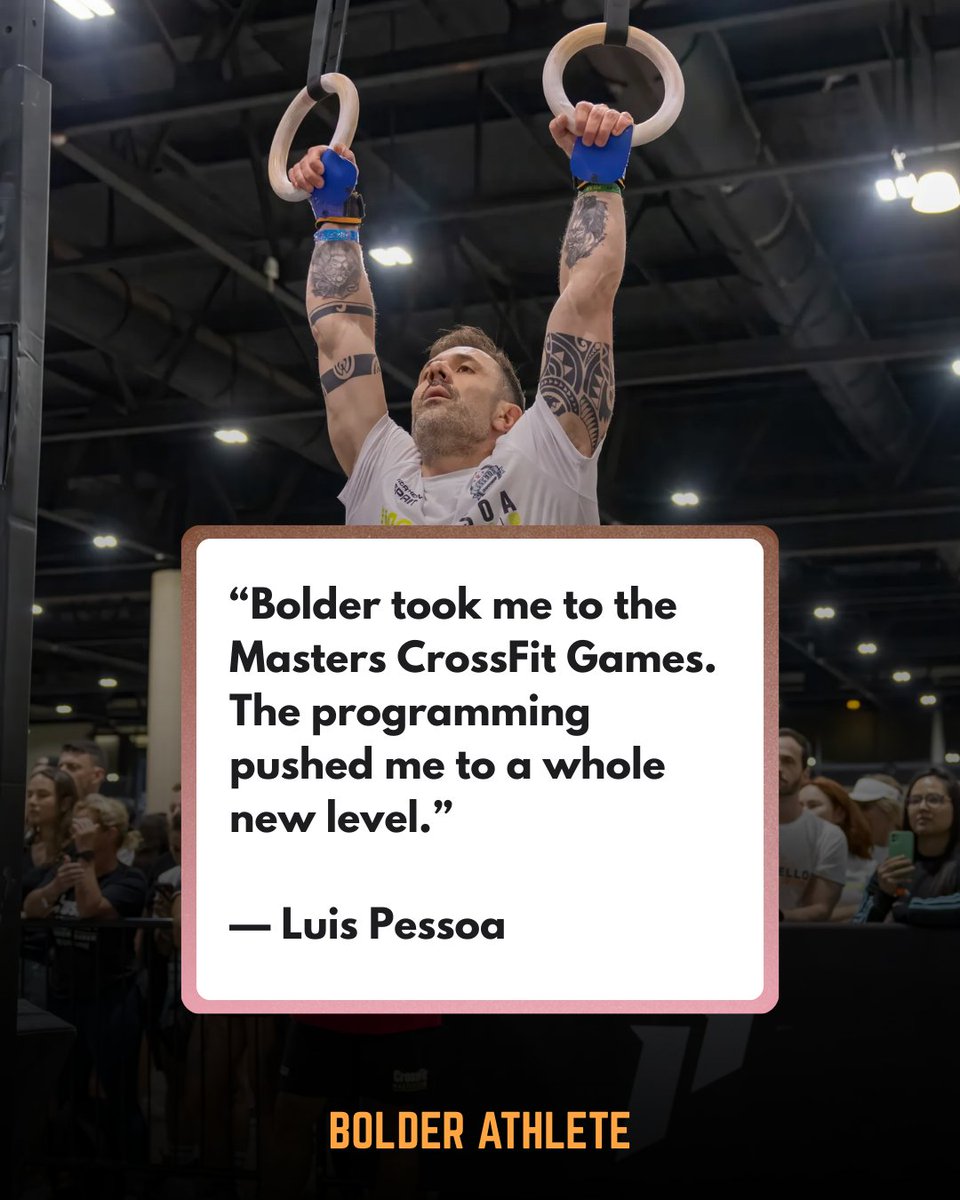 bolderathlete's tweet photo. "Bolder literally took me to the Masters CrossFit Games."Its programming made me step up my game and achieve a whole new level of fitness. The whole Bolder community is awesome—it makes you feel part of a big global family. — Luis Pessoa https://t.co/Zjl1cjiHKf