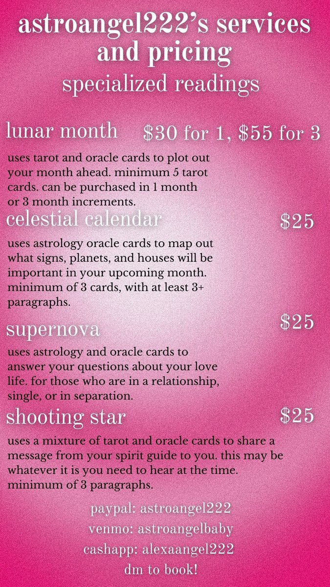 Astroangel2222's tweet photo. hi angel! thank you for stopping by, i am so excited that we have found each other. below are my tarot + oracle services. if you feel called to get a reading from me please dm me! 🤍 https://t.co/Q31wmGtViP
