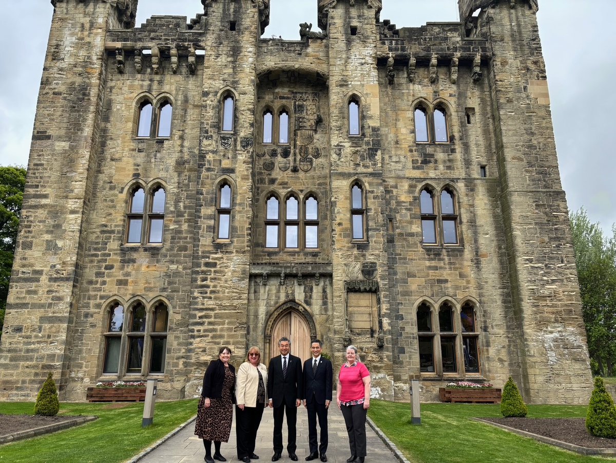 AmbJapanUK's tweet photo. Delighted to visit iconic heritage sites in the North East! Impressed by the long history of Hylton Castle, learnt UK’s historical ties to the US at Washington Old Hall, and amazed by the gigantic Angel of the North! Thank you, 
@SharonHodgsonMP, for showing me around! https://t.co/mXnC5pB9nl