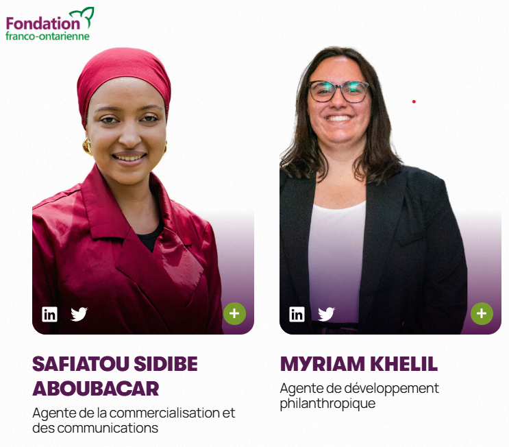 📣 La Fondation franco-ontarienne souhaite la bienvenue à deux nouvelles collègues !

Safiatou Sidibe Aboubacar, Myriam Khelil , leur passion, leur savoir-faire et leur engagement seront des atouts précieux pour faire rayonner la mission de la FFO partout en Ontario.

Bienvenue !