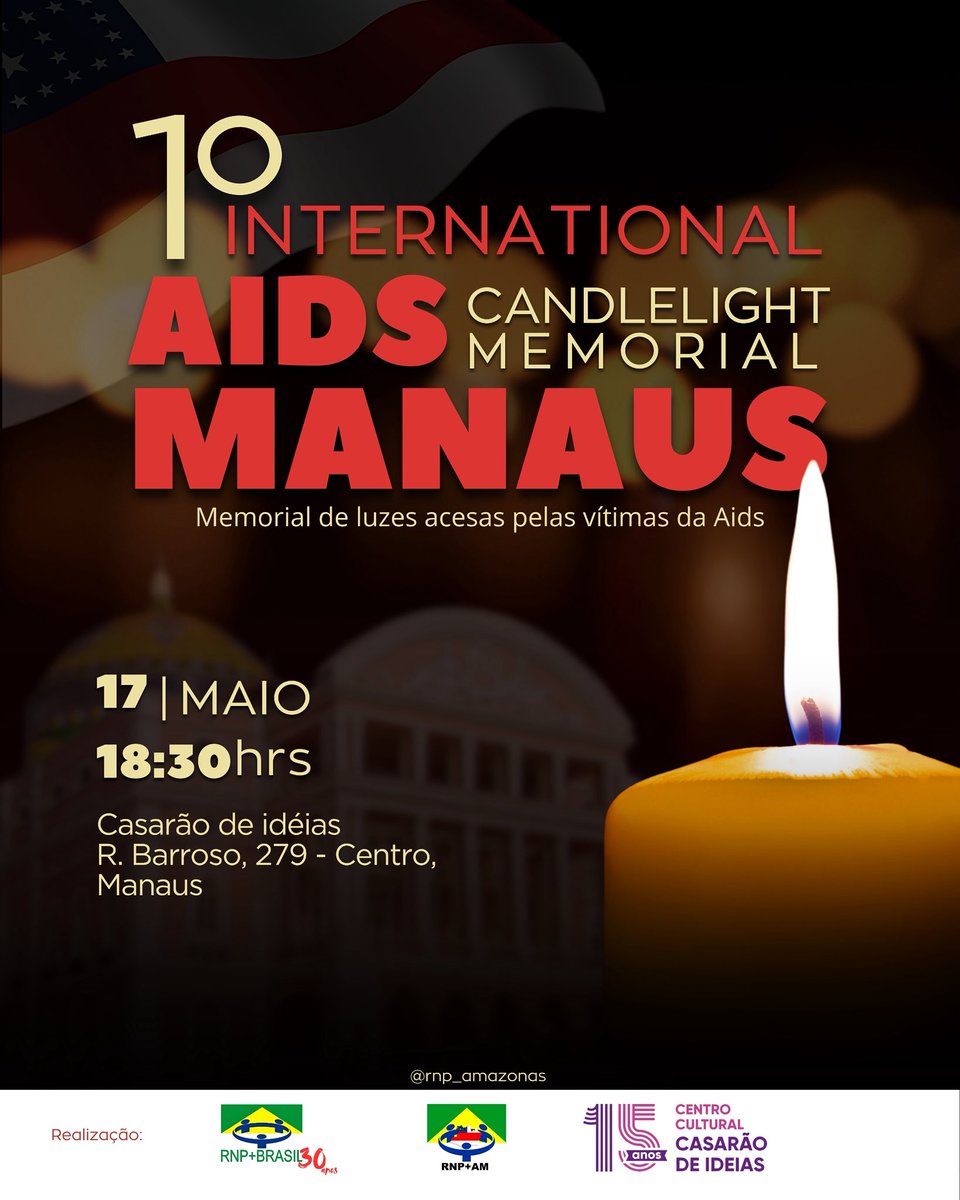 offcamx's tweet photo. 1º International AIDS Candlelight Memorial em Manaus🕯
Em cada chama acesa, uma memória. Em cada vela, uma história que jamais será esquecida!
🗓️ 17 de maio, sábado
📍Casarão de Ideias, Rua Barroso, 279 – Centro de Manaus.
#candlelightmemorial #hiv #aids #memorial #vhive https://t.co/6ClLxh9EjN