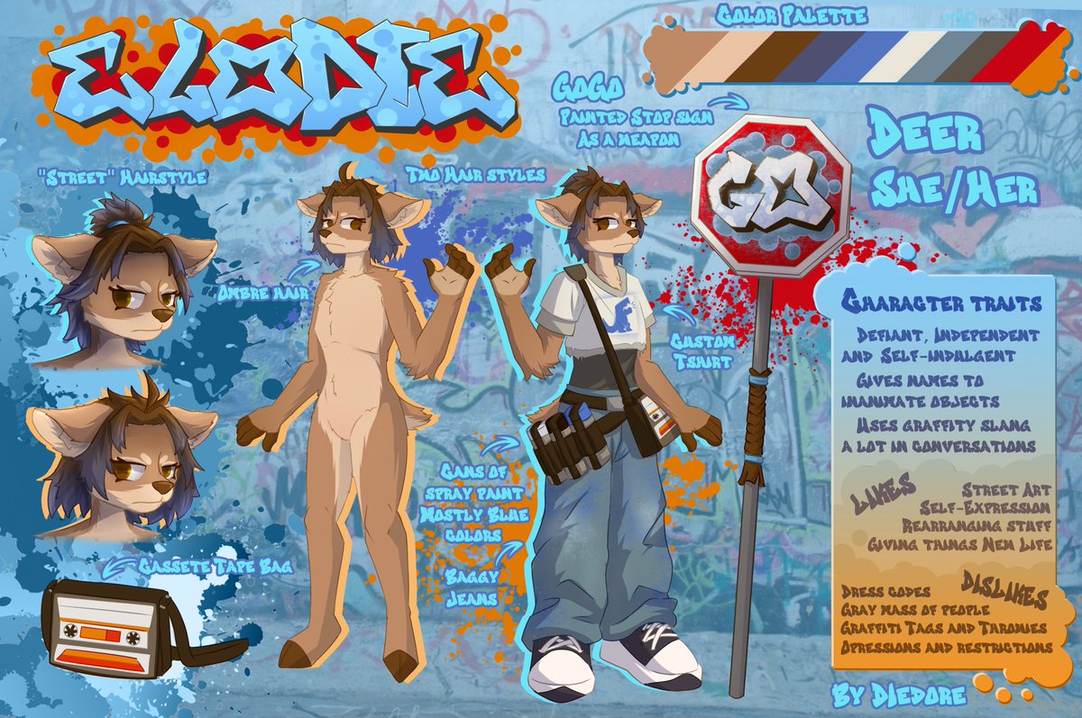 ⚠️Elodie ⚠️
Meet The Street Artist Elodie! (and her Road sign GoGo)
Oh deer!
🐟
#originalcharacter #furryart