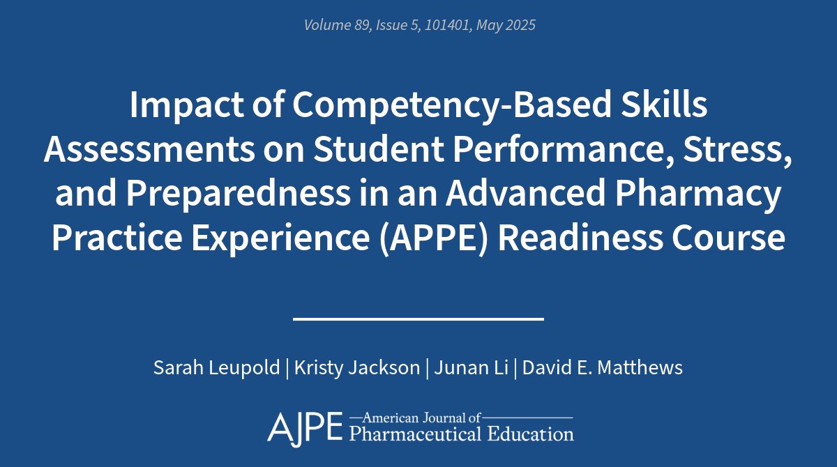 AJPE (@theajpe) on Twitter photo A comparison of Pharm.D. cohorts before and after implementing competency-based sessions revealed insights into OSCE performance and student stress at <a href="/osu_pharmacy/">Ohio State Pharmacy</a>
Read more: ow.ly/kLVe50VU2kn A comparison of Pharm.D. cohorts before and after implementing competency-based sessions revealed insights into OSCE performance and student stress at <a href="/osu_pharmacy/">Ohio State Pharmacy</a>
Read more: ow.ly/kLVe50VU2kn