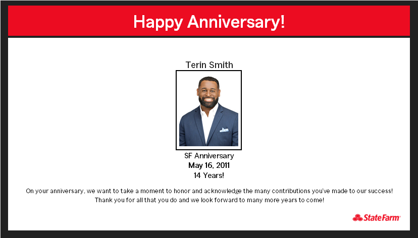 TSmitty85's tweet photo. I can't believe 14 years have gone bye so fast! I would like to say thank you to my team and all the customers that have trusted Terin Smith Agency with their insurance needs. We appreciate you and look forward to continuing to serve as your good neighbor! #statefarm https://t.co/orDIJNrxct