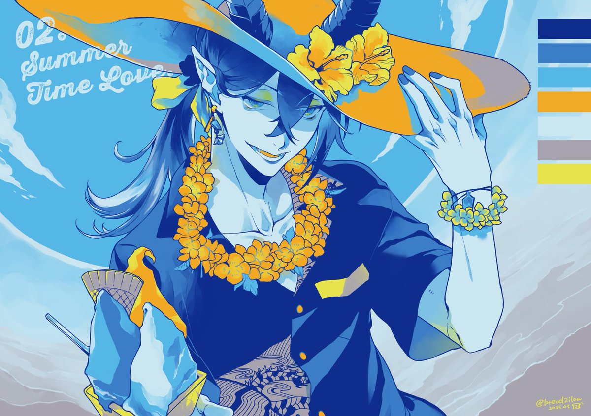bread2ilow's tweet image. #リプもらった番号の色を使って絵を描く

02.サマータイムラブ

ｽｲｽｲ復刻にかこつけてアロハ若様☺︎