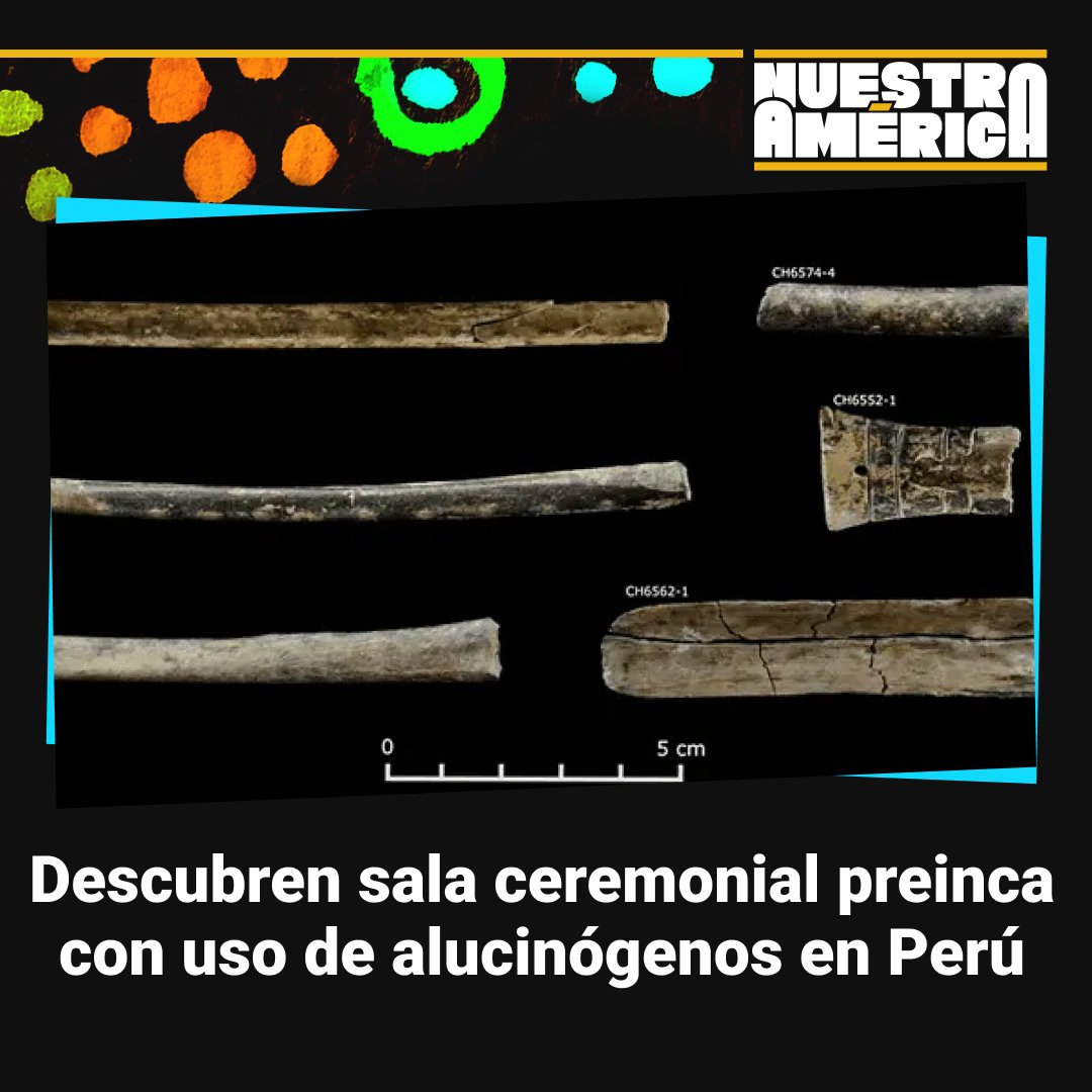 Un reciente hallazgo en el sitio arqueológico de Chavín de Huántar, en la sierra norte-central de Perú, ha revelado una sala ceremonial de hace 2.500 años donde las élites preincaicas utilizaban sustancias psicoactivas en rituales religiosos.

Más: t.me/AmericaNuestra…