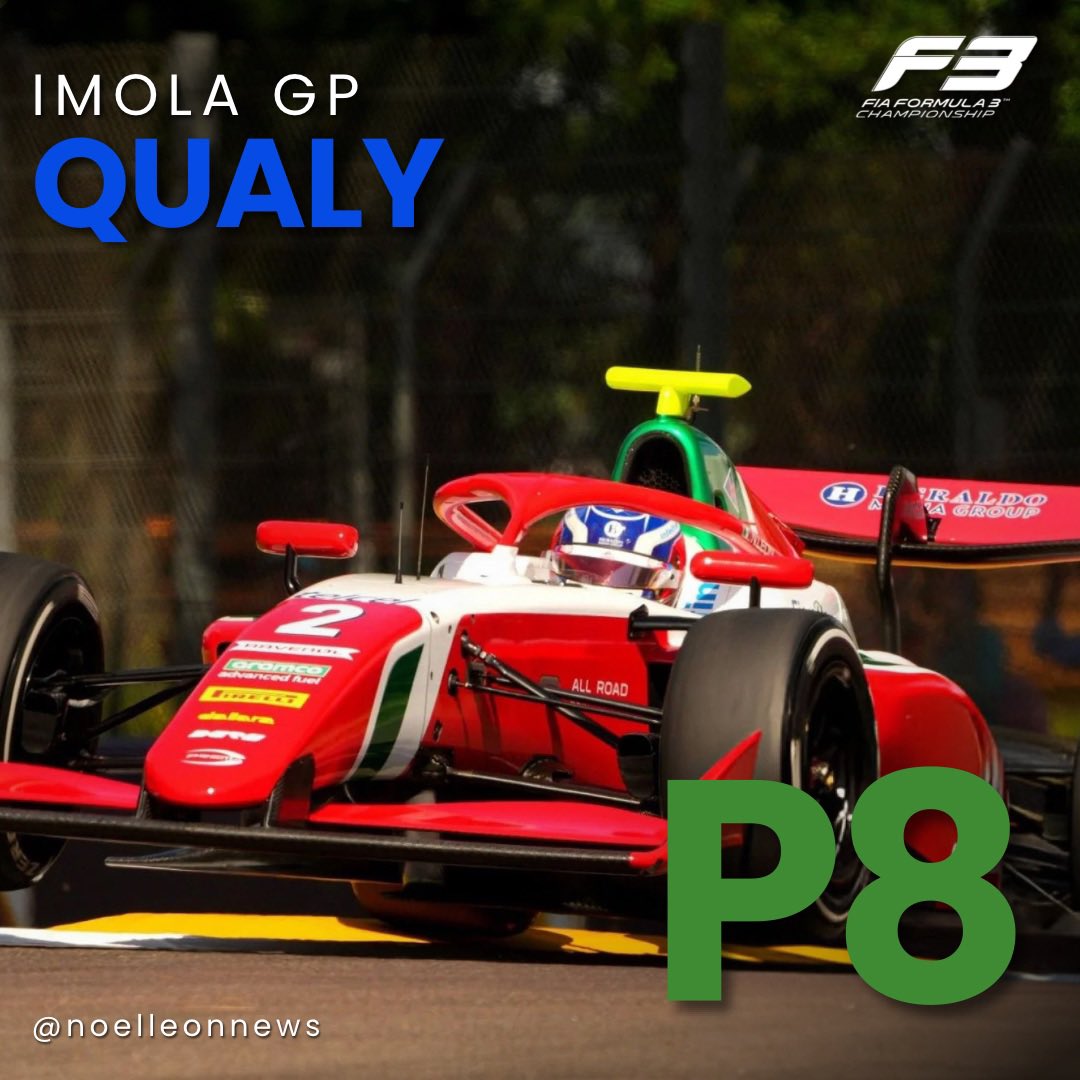 NoelLeonNews's tweet photo. It's P8 for the Feature race for Noel! And a P5 for tomorrow's Sprint race  🙌🏽🙌🏽🙌🏽

Let's GOOOOOO! 🔥🔥🔥

#NoelLeon #F3 #ImolaGP #PremaRacing https://t.co/aONeQXGpnq