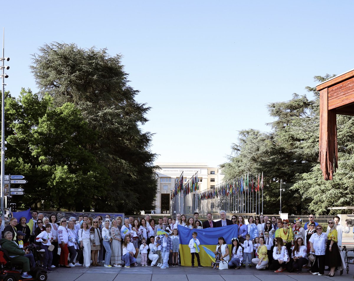 UKRinUNOG's tweet photo. Grateful to the Ukrainian community in Geneva and 🇺🇦 friends  for our traditional group photo, celebrating #VyshyvankaDay !💙💛 https://t.co/WRUMIWp8hM