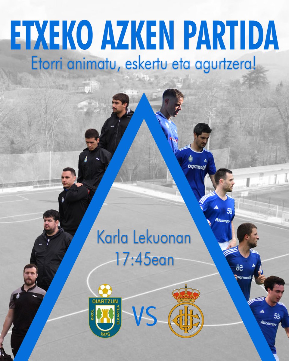 🔵OHOREZKO ERREGIONAL MUTILAK🔵

Bihar etxean jokatuko duten azken partida izango da. Batzuei agurtzeko unea iritsi zaie, elkartu gaitezen animatu, eskertu eta agurtzeko. 

🗓️ Larunbatean
🕛 17:45ean
📍Karla Lekuonan

AUPA OIARTZUN!!🔥🔥