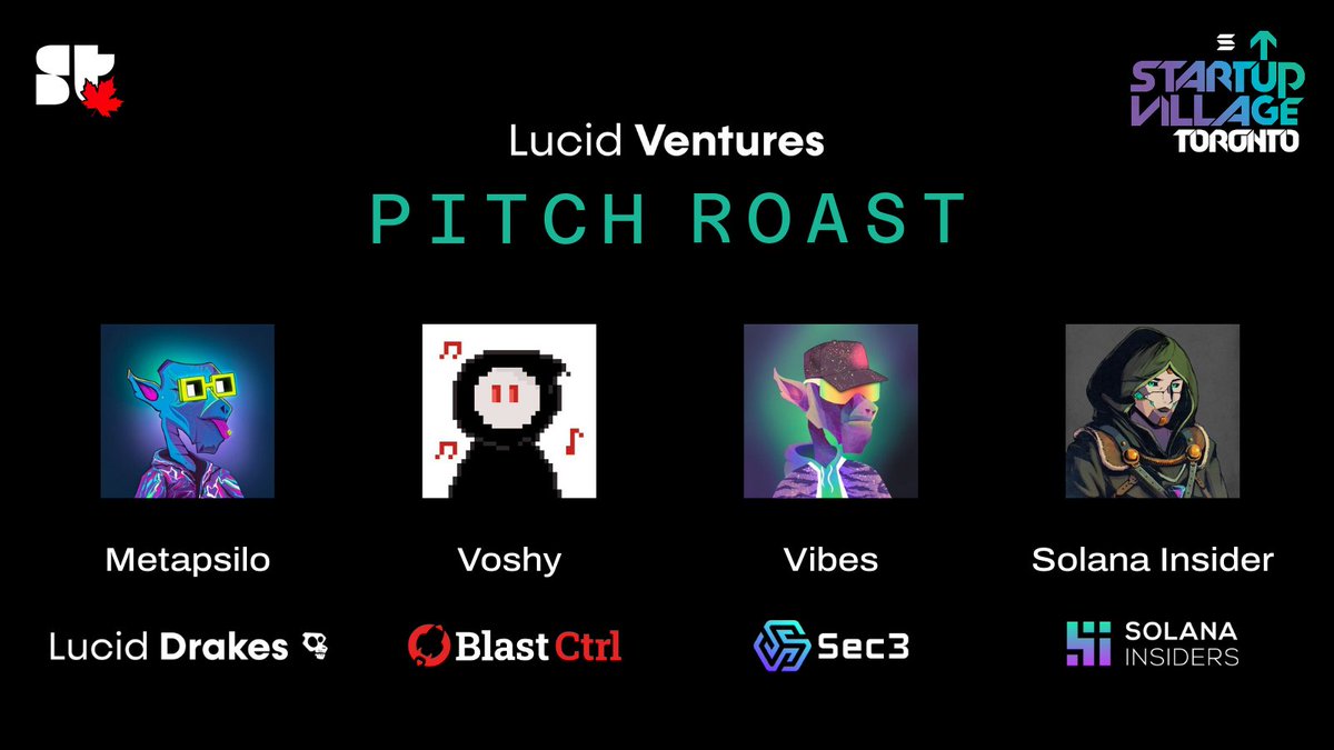 Superteam Canada (@superteamcan) on Twitter photo 🏆 @Colosseum Hackathon teams are getting roasted at @Solana Startup Village Toronto.
🐉Judge Panel from Lucid Ventures, <a href="/luciddrakes/">Lucid Drakes</a> 🏆 @Colosseum Hackathon teams are getting roasted at @Solana Startup Village Toronto.
🐉Judge Panel from Lucid Ventures, <a href="/luciddrakes/">Lucid Drakes</a>