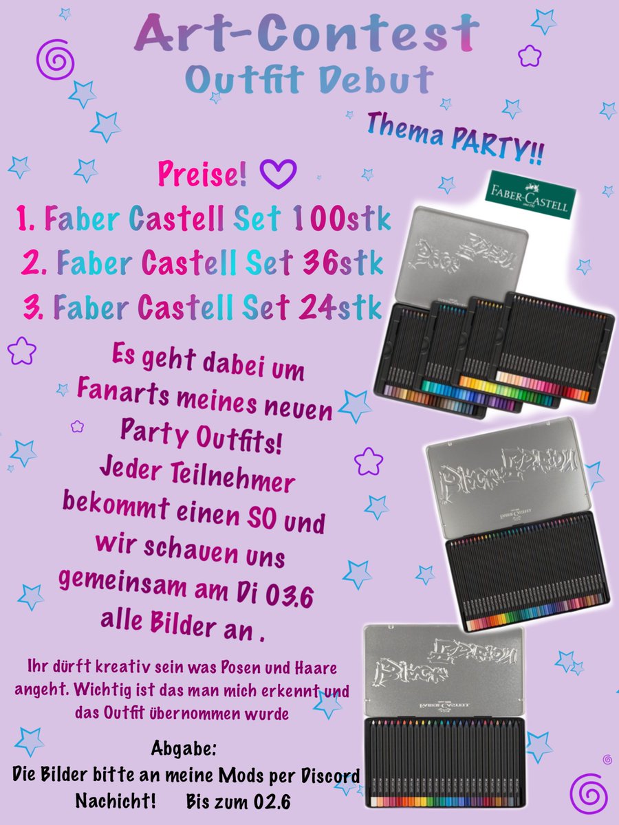 💎Outfit Debut💎

Ich möchte mein neues Party Outfit in einem besonderen Event stream zeigen🙏

Am. 03.06 möchte ich mit euch feiern🥹

Dazu soll ich einen Art Contest starten (mit preisen) 🙏😋

Über eure Teilnahme und einen Retweet würde ich mich freuen!

Referenzen Unten!!⬇️