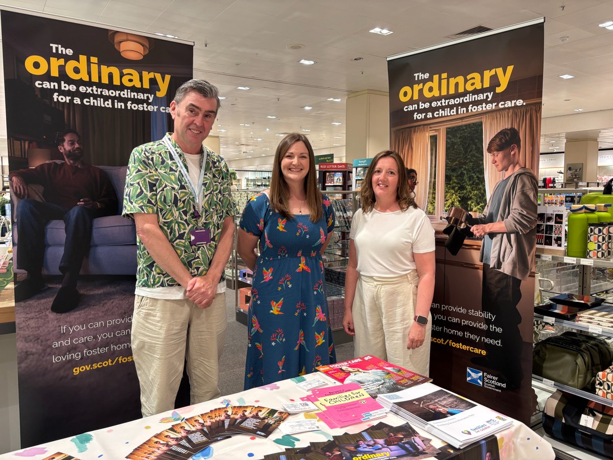 ScotGovEdu's tweet photo. As part of foster care fortnight, Promise Minister @NatalieDon_  met with carers @JohnLewisRetail in Glasgow to hear about their experiences of the role.

@ScotGov is encouraging more people interested to consider fostering. https://t.co/T8ublC7MyO