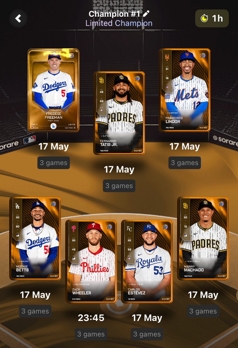 Moved some resources from NBA to MLB today! Went and bought 🟡In-Season Wheeler and Mookie to improve my Champion lineup for the summer👀
Preparing my focus into baseball as the NBA season begins to draw to a close⚾️

#Sorare #SorareMLB