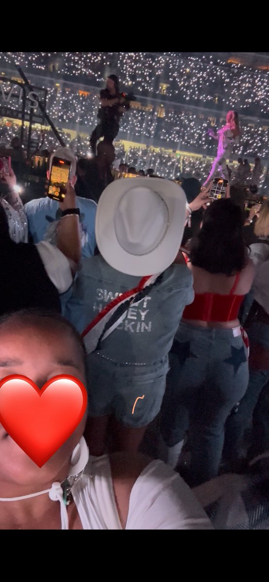Amoe2nd's tweet photo. My Cowboy Carter seat blurred my face I looked a mess after waiting in the rain and my feet were dead from standing in Cowboy boots that were broken in but I was so close to my Queen ❤️ https://t.co/H6OU9Kd4FB