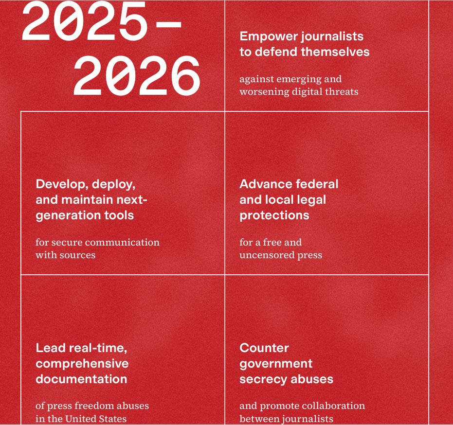 Media Action Plan (@map_canada) on Twitter photo Freedom of the Press Foundation <a href="/FreedomofPress/">Freedom of the Press</a> just released their strategic plan for 2025-26.
Their goals of empowering, protecting and developing journalists are objectives we should all strive for! ✊
Read the full plan: tinyurl.com/4n7ejx4h Freedom of the Press Foundation <a href="/FreedomofPress/">Freedom of the Press</a> just released their strategic plan for 2025-26.
Their goals of empowering, protecting and developing journalists are objectives we should all strive for! ✊
Read the full plan: tinyurl.com/4n7ejx4h