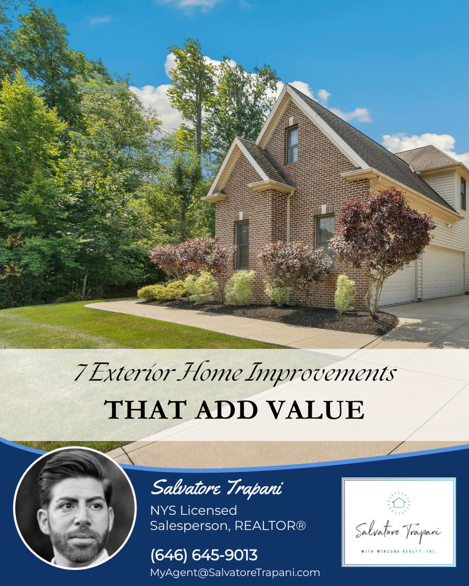 TrapaniRealtor's tweet photo. First impressions matter—especially when it comes to your home!

Boost your curb appeal with these upgrades:
1️⃣ Clean up the yard
2️⃣ Add fresh landscaping
3️⃣ New door handle
4️⃣ Bold front door
5️⃣ Repaint siding
6️⃣ Upgrade garage door
7️⃣ Add a shaded outdoor space https://t.co/1NxWpazC4B