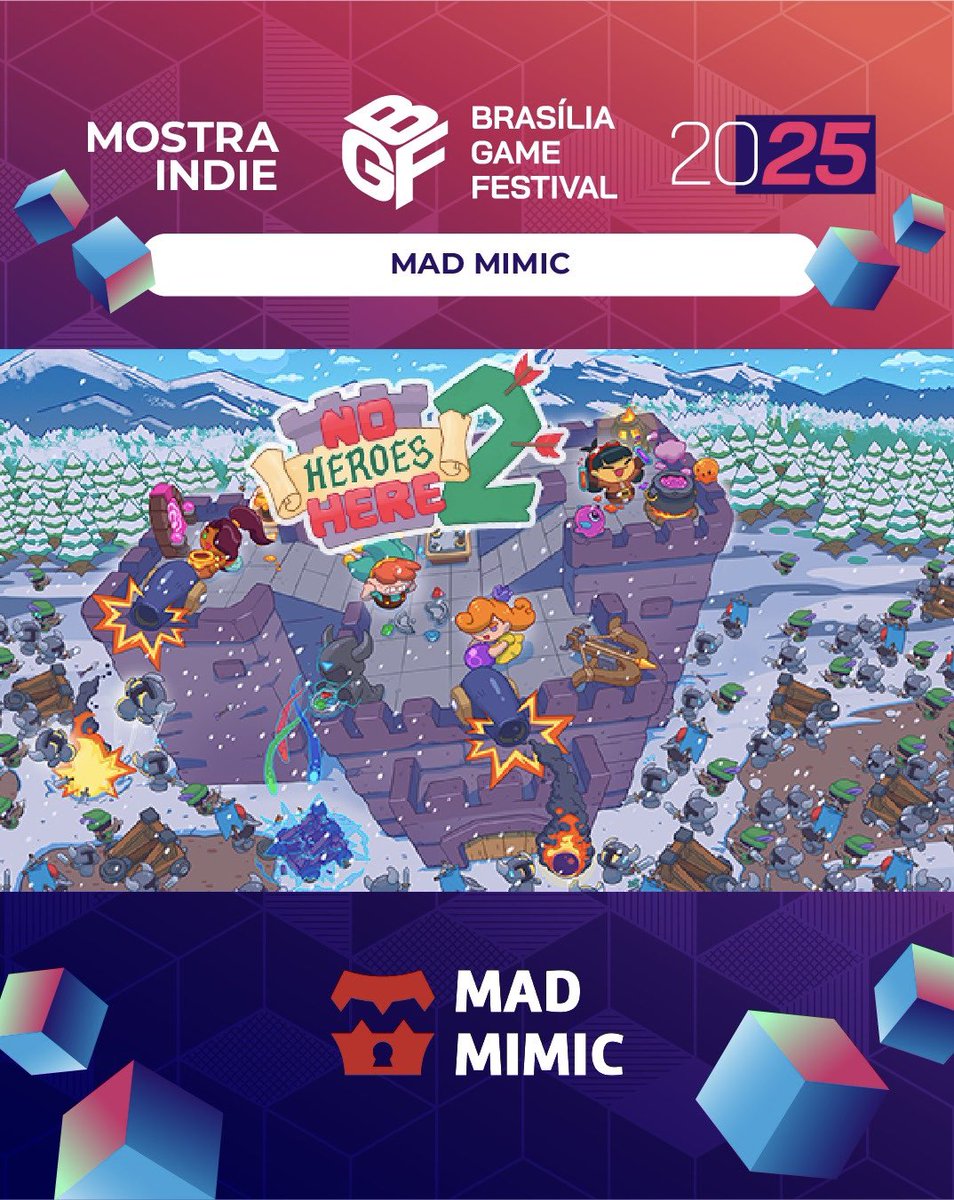 MadMimic's tweet photo. Neste fim de semana estamos na Mostra Indie do @BrasiliaGameF apresentando os jogos No Heroes Here 2 e Chess of Mana! 🏰 ♟️

O evento acontece nos dias 16, 17 e 18 de maio das 11h às 20h no Centro de Convenções Ulysses Guimarães, em Brasília. Venham visitar nosso estande! ❤️ https://t.co/7mPKRyFJT3