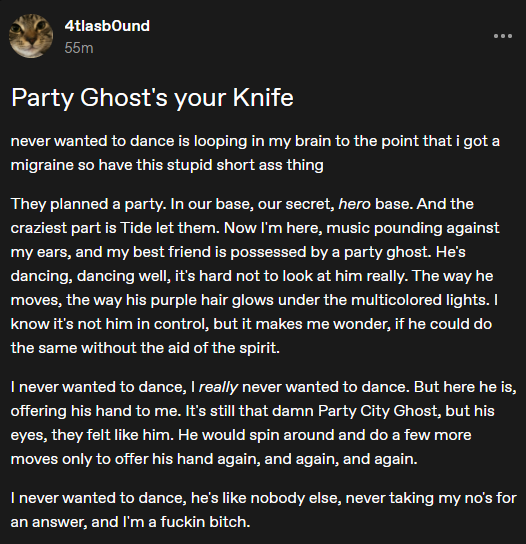 atl4sb0und's tweet photo. Ghostknife deserved prom ghostknife deserved prom ghostknife deserved pr-
*gets shot 20 bajillion times*
#ghostknife https://t.co/PMWToeTROT