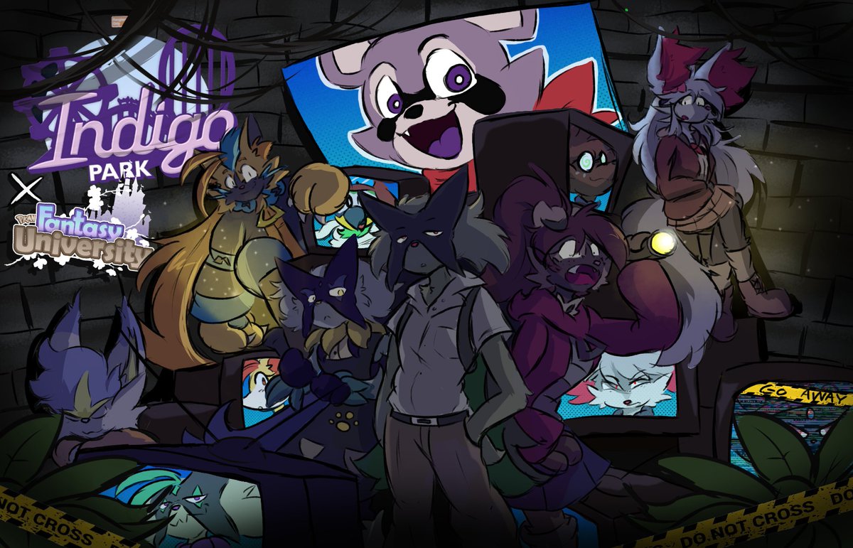 Dapuffster's tweet photo. INDIGO PARK X FANTASY UNIVERSITY 🔦
An upcoming crossover story with live readings starting on Saturday, May 24th!

Follow Whitney, Flint, George, and others as they go to Indigo Park to find machine parts for a dream machine!

Check replies for more info ⬇️ https://t.co/BAwnGJgkek