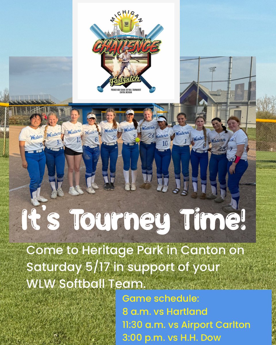 Come out to support of your WLW Softball team this weekend as they compete in the  Michigan Challenge Tournament at Heritage Park in Canton. Go Warriors! F.E.P.W.E. 💙🥎🩶🥎 #wlwsoftball #warriorssoftball #wlwathletics